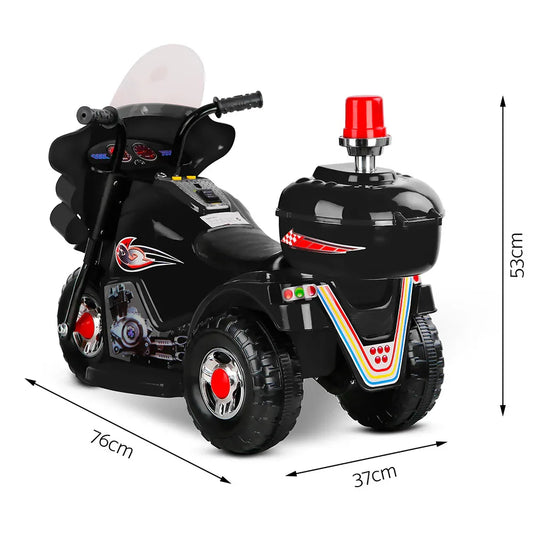 Rigo Kids Electric Ride On Police Motorcycle Motorbike 6V Battery Black - Mekamart Australia