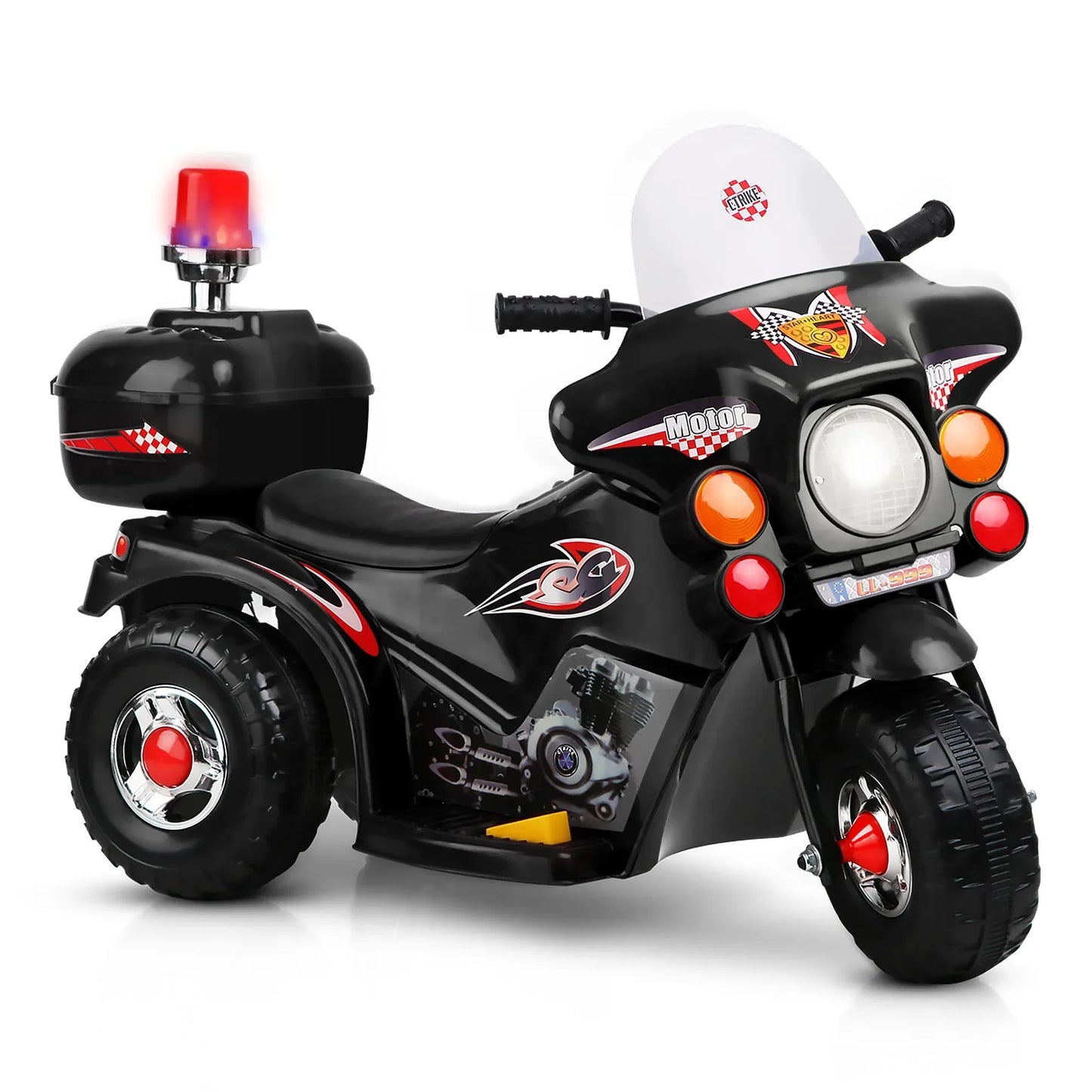 Rigo Kids Electric Ride On Police Motorcycle Motorbike 6V Battery Black - Mekamart Australia