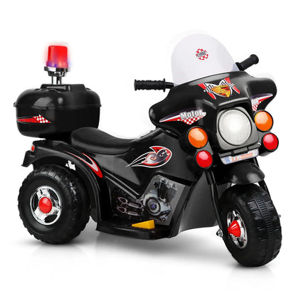 Rigo Kids Electric Ride On Police Motorcycle Motorbike 6V Battery Black - Mekamart Australia