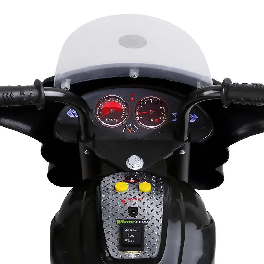 Rigo Kids Electric Ride On Police Motorcycle Motorbike 6V Battery Black - Mekamart Australia