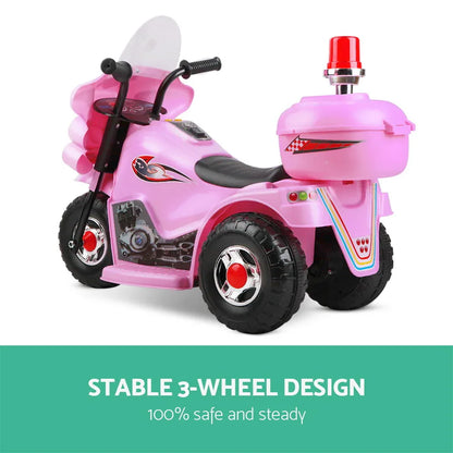 Rigo Kids Electric Ride On Police Motorcycle Motorbike 6V Battery Pink - Mekamart Australia
