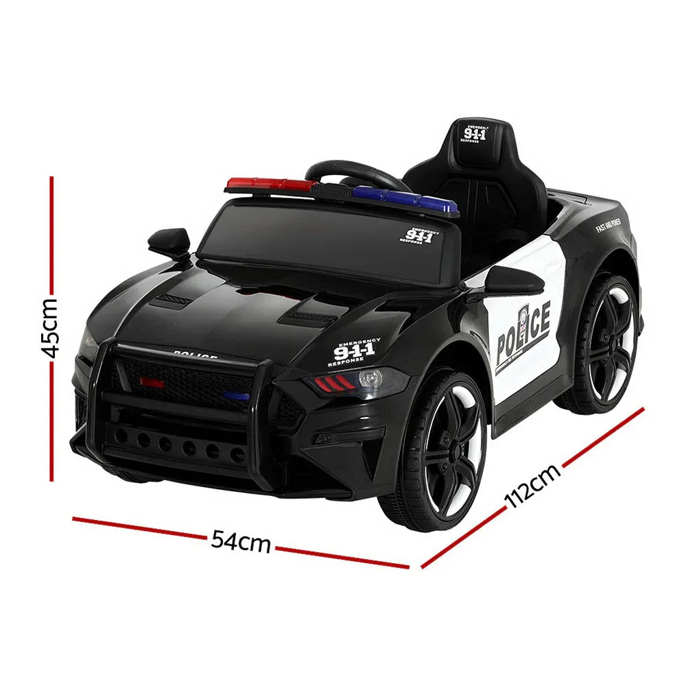 Rigo Kids Ride On Car Electric Patrol Police Cars Battery Powered Toys 12V Black - Mekamart Australia