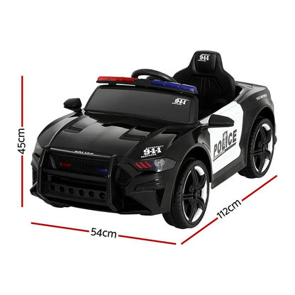 Rigo Kids Ride On Car Electric Patrol Police Cars Battery Powered Toys 12V Black - Mekamart Australia