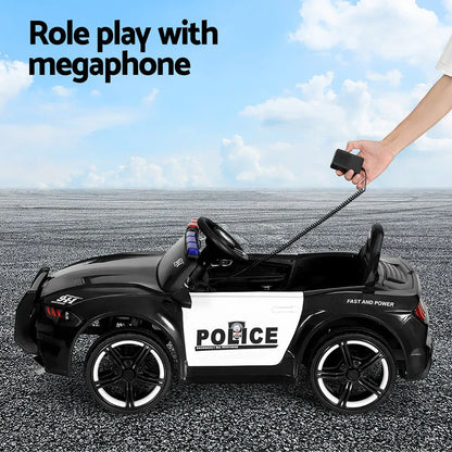 Rigo Kids Ride On Car Electric Patrol Police Cars Battery Powered Toys 12V Black - Mekamart Australia