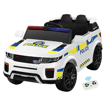 Rigo Kids Electric Ride On Patrol Police Car Horn Music Remote White - Mekamart Australia