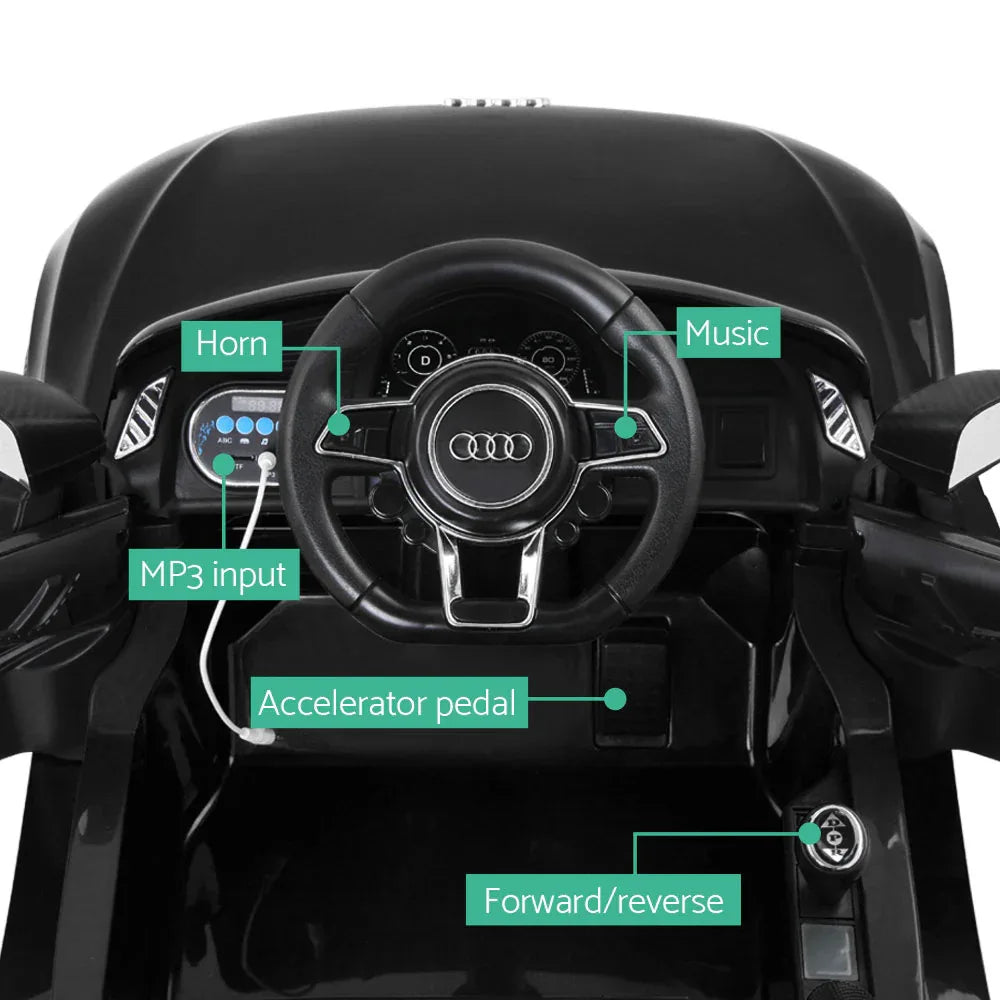 Kids Ride On Car Audi R8 Licensed Sports Electric Toy Cars Black - Mekamart Australia