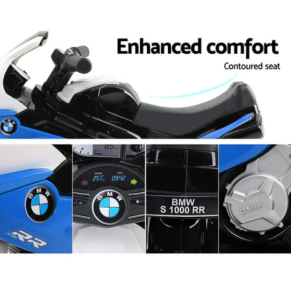 Kids Electric Ride On Car Police Motorcycle Motorbike BMW Licensed S1000RR Blue - Mekamart Australia