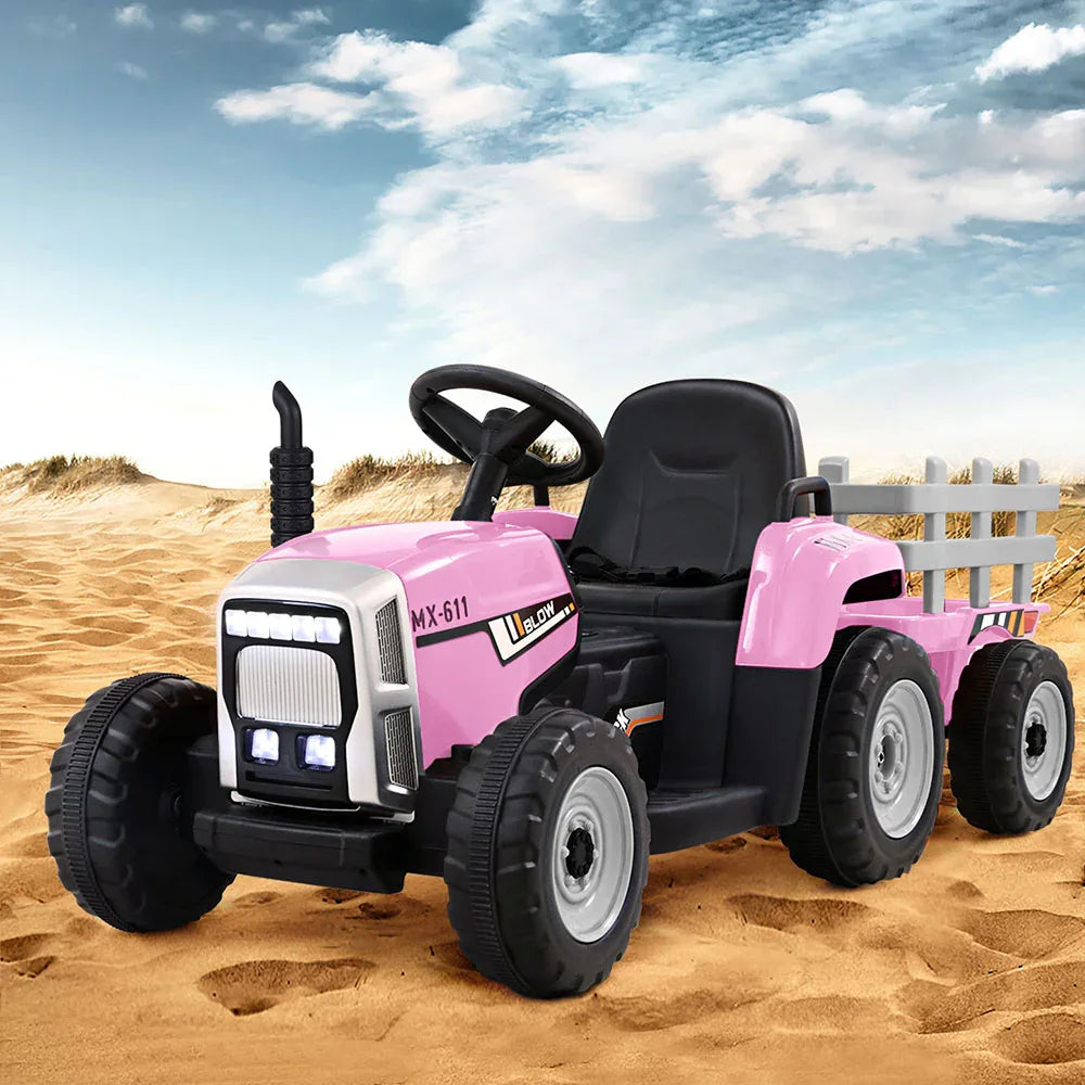 Rigo Kids Electric Ride On Car Tractor Toy Cars 12V Pink - Mekamart Australia