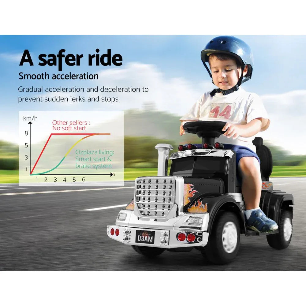 Rigo Kids Electric Ride On Car Truck Motorcycle Motorbike Toy Cars 6V Black - Mekamart Australia