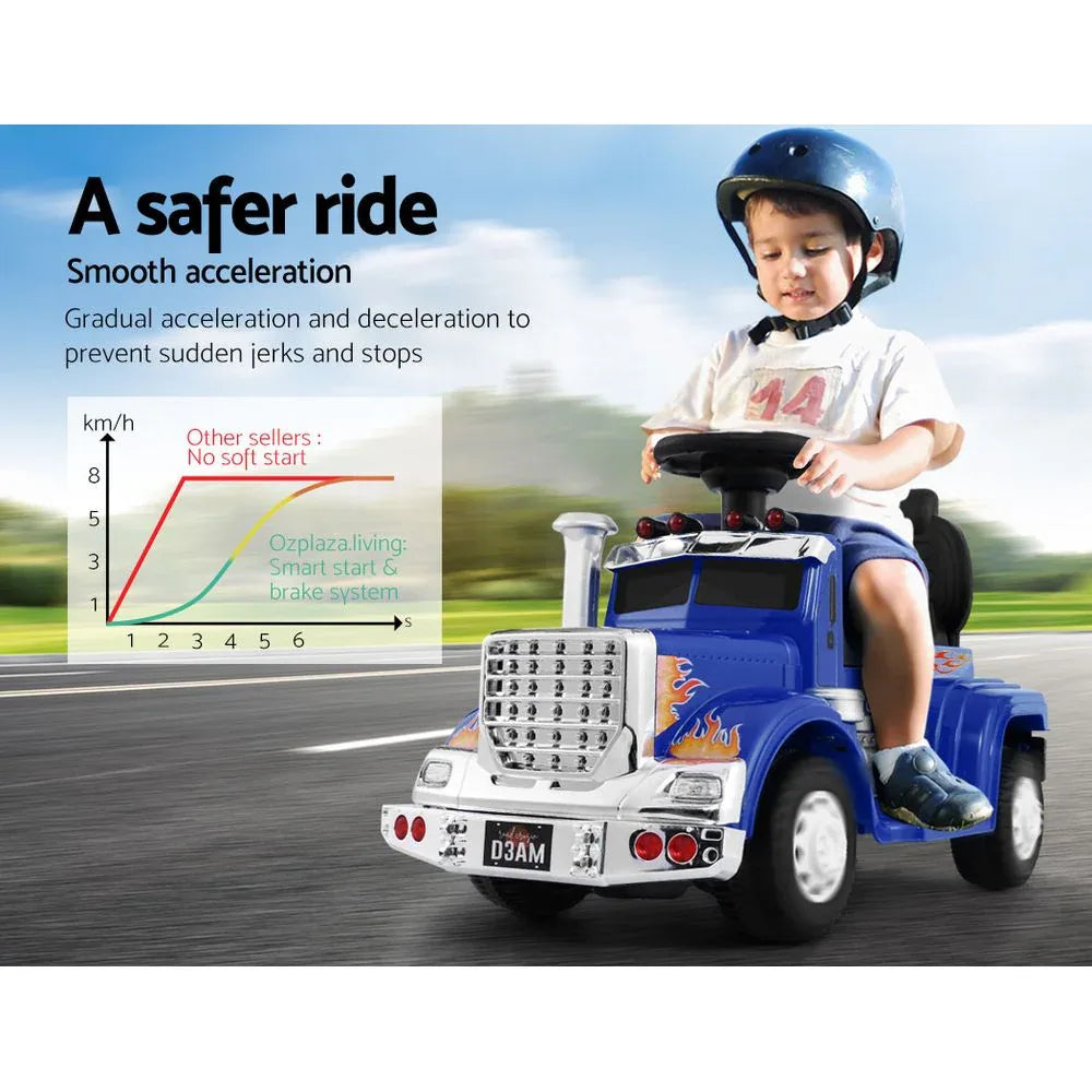 Rigo Kids Electric Ride On Car Truck Motorcycle Motorbike Toy Cars 6V Blue - Mekamart Australia