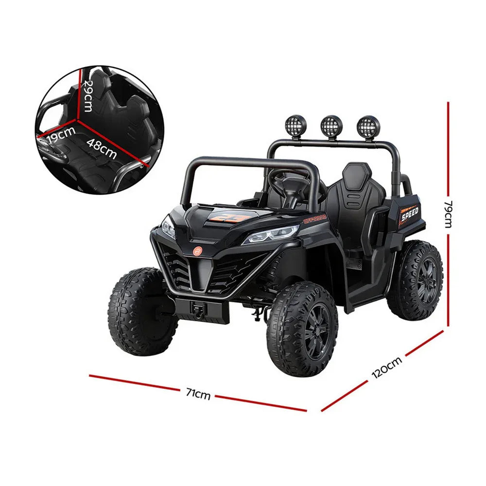 Rigo Kids Ride On Car Electric Toys Cars Headlight Music Remote Control Black - Mekamart Australia