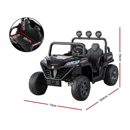 Rigo Kids Ride On Car Electric Toys Cars Headlight Music Remote Control Black - Mekamart Australia