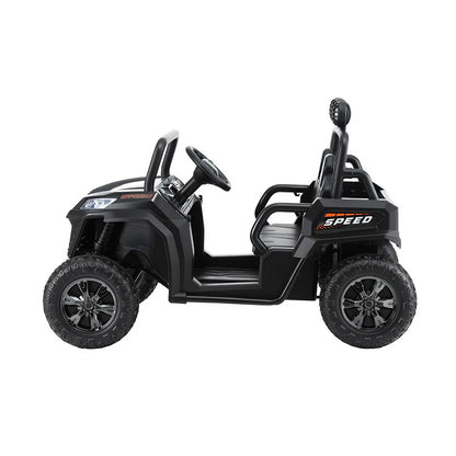 Rigo Kids Ride On Car Electric Toys Cars Headlight Music Remote Control Black - Mekamart Australia