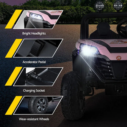 Rigo Kids Ride On Car Electric Toys Cars Headlight Music Remote Control Pink - Mekamart Australia
