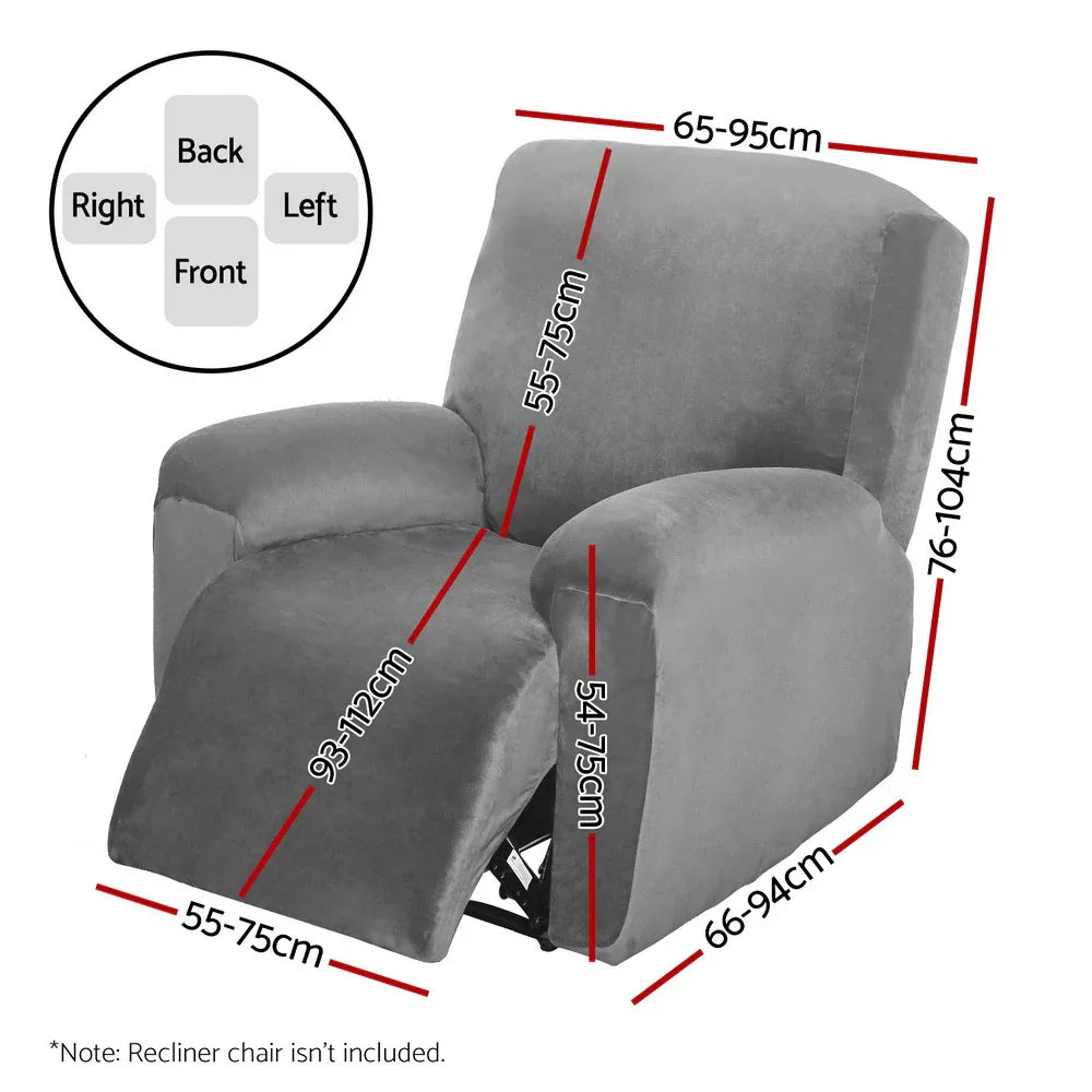 Artiss Recliner Chair Covers 1 Seater Velvet Grey - Mekamart Australia