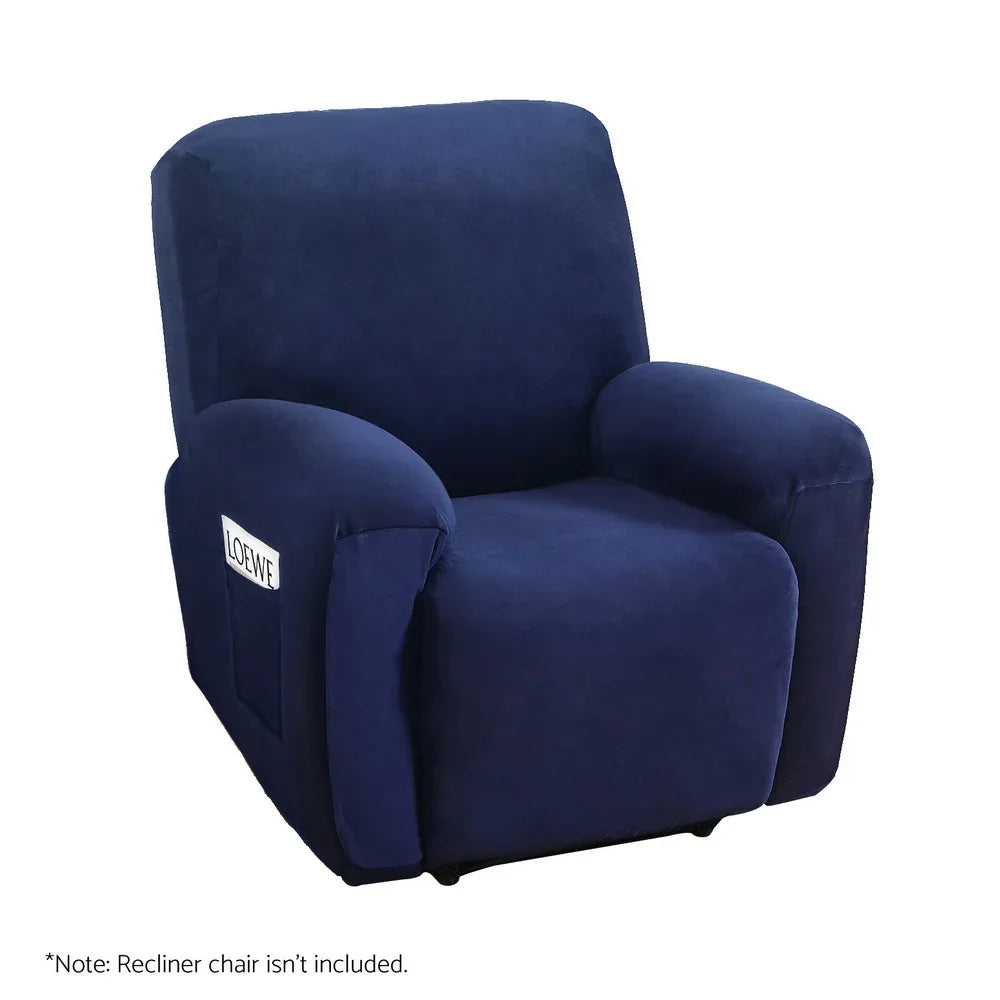 Artiss Recliner Chair Covers 1 Seater Velvet Navy - Mekamart Australia
