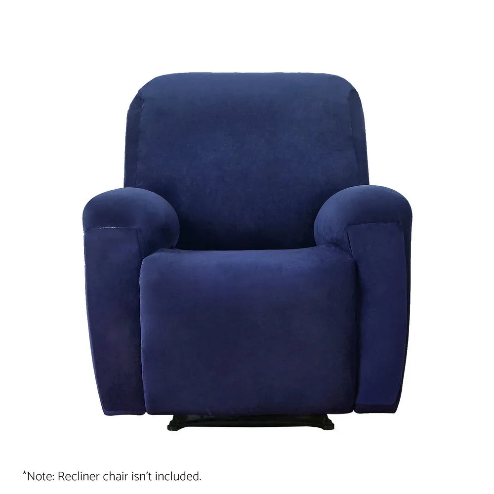 Artiss Recliner Chair Covers 1 Seater Velvet Navy - Mekamart Australia