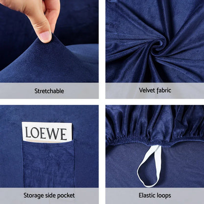 Artiss Recliner Chair Covers 1 Seater Velvet Navy - Mekamart Australia