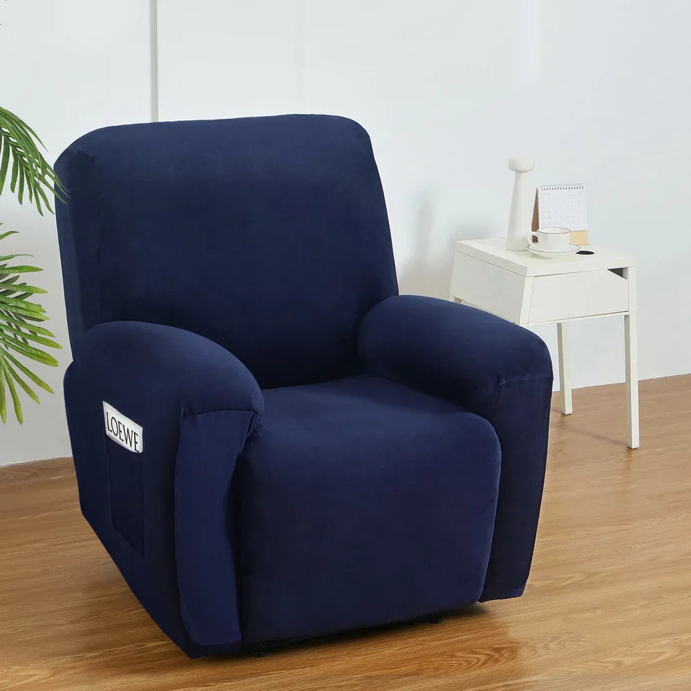 Artiss Recliner Chair Covers 1 Seater Velvet Navy - Mekamart Australia