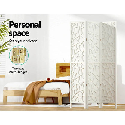Artiss 3 Panel Room Divider Screen 122x170cm Clover White - Mekamart Australia