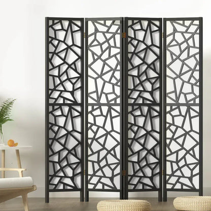 Artiss 4 Panel Room Divider Screen 162x170cm Clover Black - Mekamart Australia