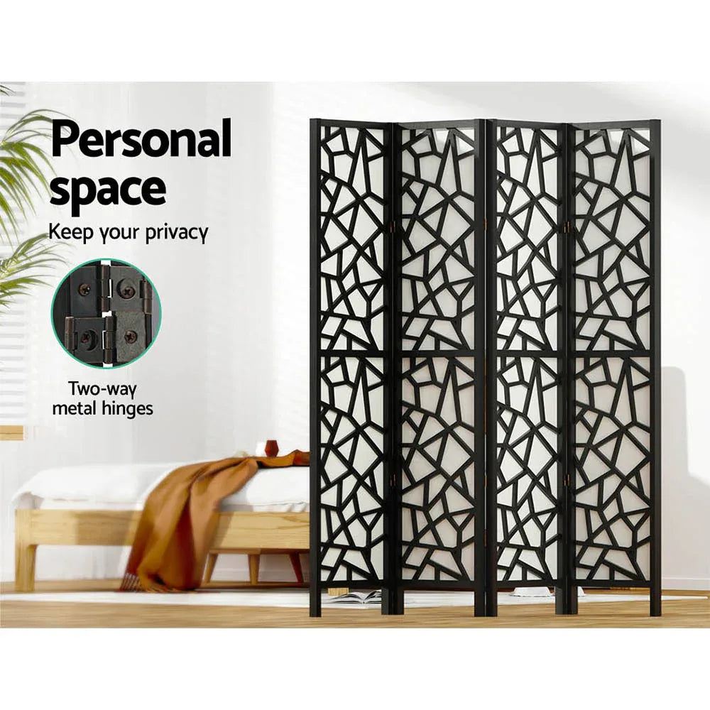 Artiss 4 Panel Room Divider Screen 162x170cm Clover Black - Mekamart Australia