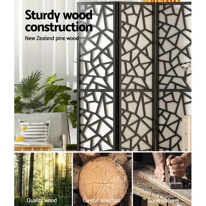 Artiss 4 Panel Room Divider Screen 162x170cm Clover Black - Mekamart Australia