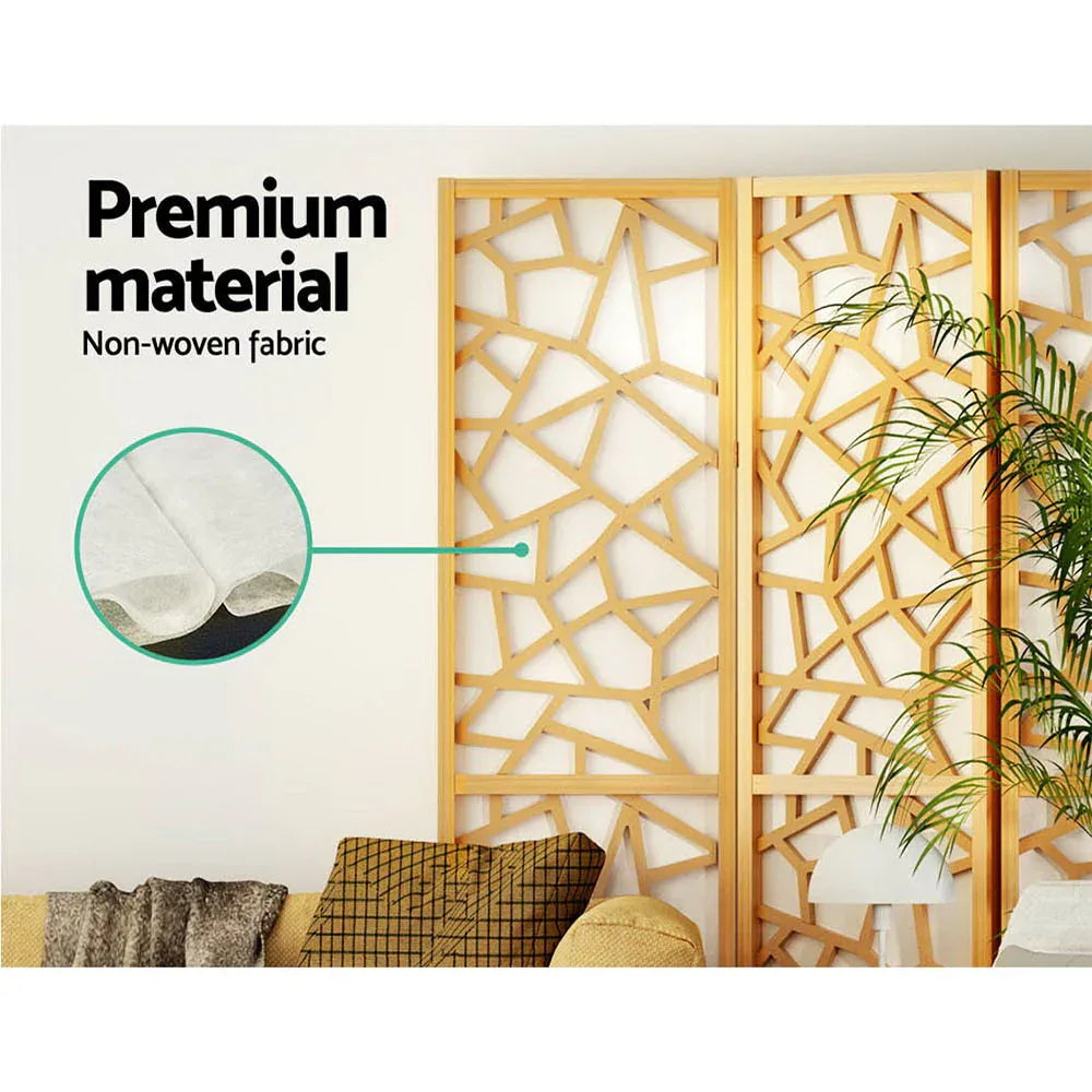 Artiss 4 Panel Room Divider Screen 162x170cm Clover Natural - Mekamart Australia