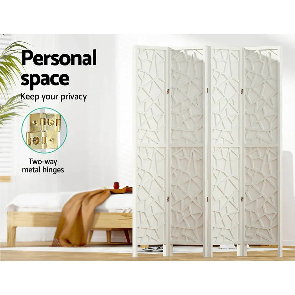 Artiss 4 Panel Room Divider Screen 162x170cm Clover White - Mekamart Australia