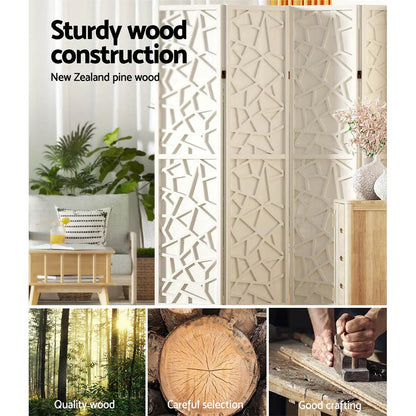 Artiss 4 Panel Room Divider Screen 162x170cm Clover White - Mekamart Australia