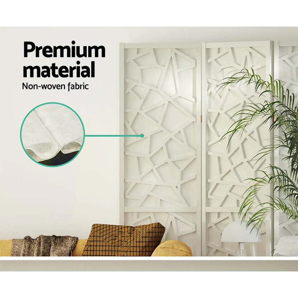 Artiss 4 Panel Room Divider Screen 162x170cm Clover White - Mekamart Australia