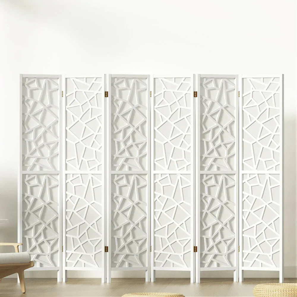 Artiss 6 Panel Room Divider Screen 244x170cm Clover White - Mekamart Australia