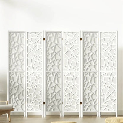 Artiss 6 Panel Room Divider Screen 244x170cm Clover White - Mekamart Australia