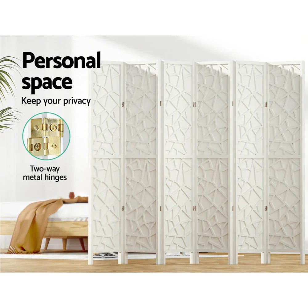 Artiss 6 Panel Room Divider Screen 244x170cm Clover White - Mekamart Australia