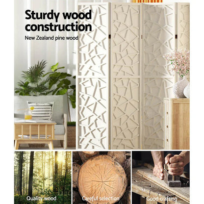 Artiss 6 Panel Room Divider Screen 244x170cm Clover White - Mekamart Australia