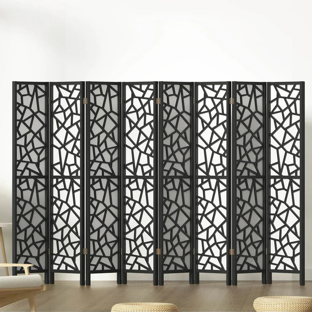 Artiss 8 Panel Room Divider Screen 325x170cm Clover Black - Mekamart Australia