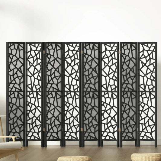 Artiss 8 Panel Room Divider Screen 325x170cm Clover Black - Mekamart Australia