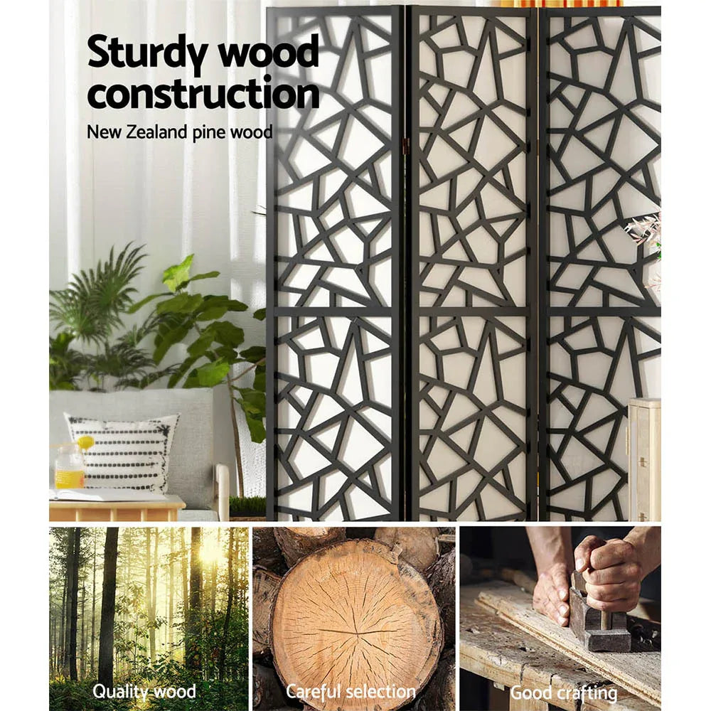 Artiss 8 Panel Room Divider Screen 325x170cm Clover Black - Mekamart Australia