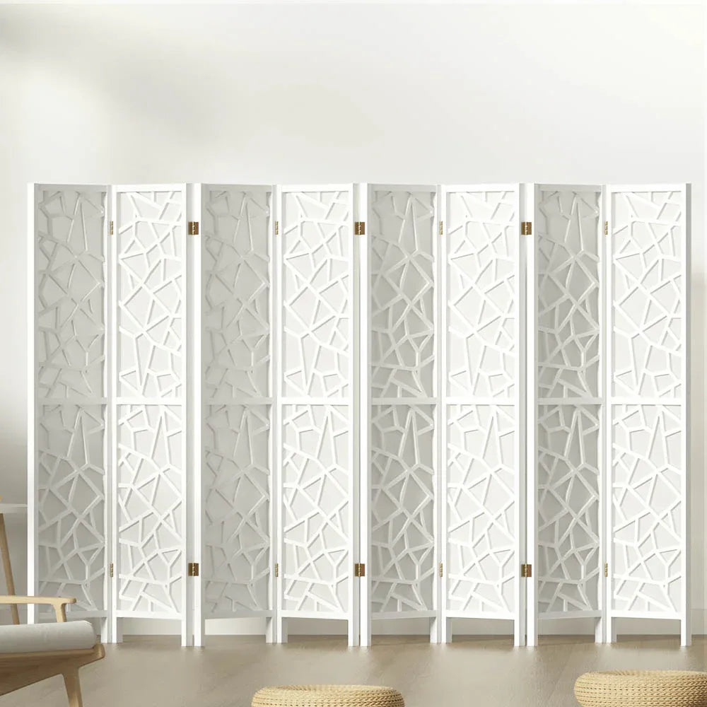 Artiss 8 Panel Room Divider Screen 325x170cm Clover White - Mekamart Australia