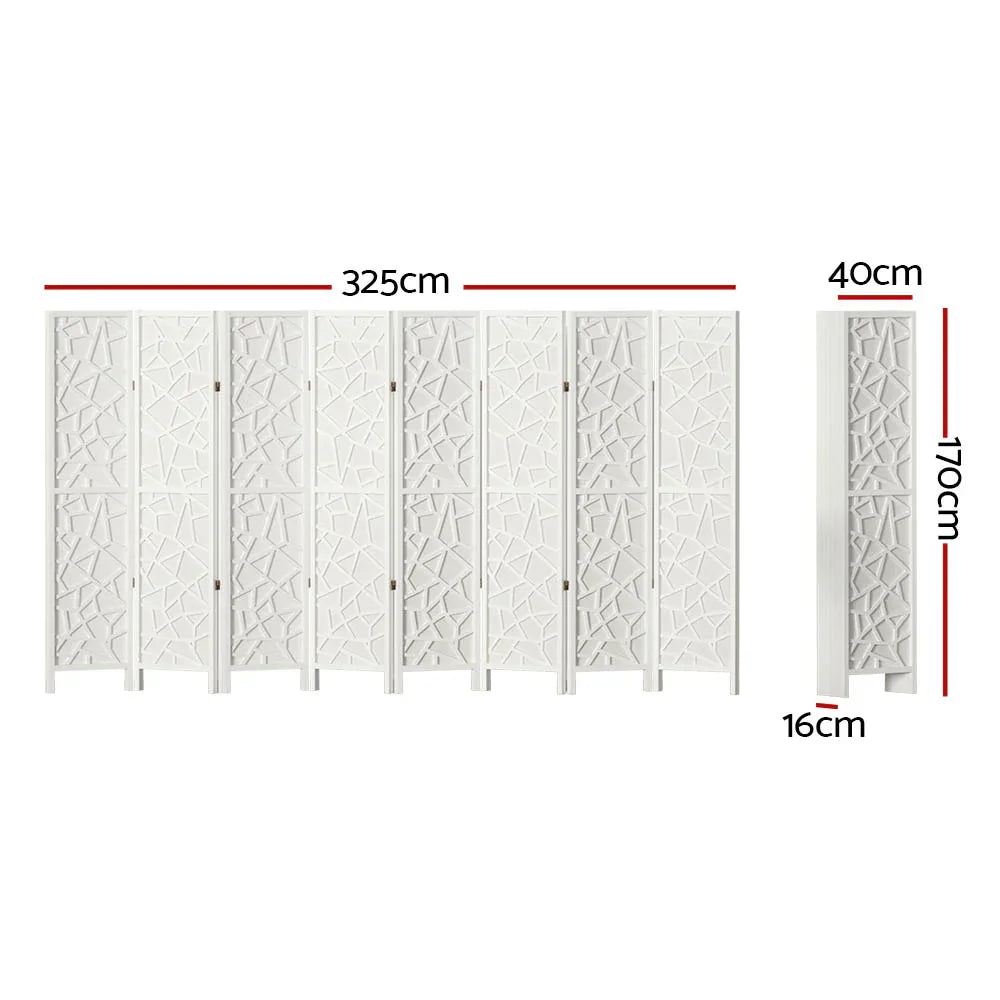 Artiss 8 Panel Room Divider Screen 325x170cm Clover White - Mekamart Australia