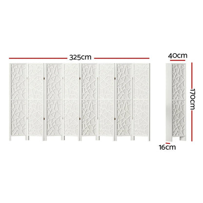 Artiss 8 Panel Room Divider Screen 325x170cm Clover White - Mekamart Australia