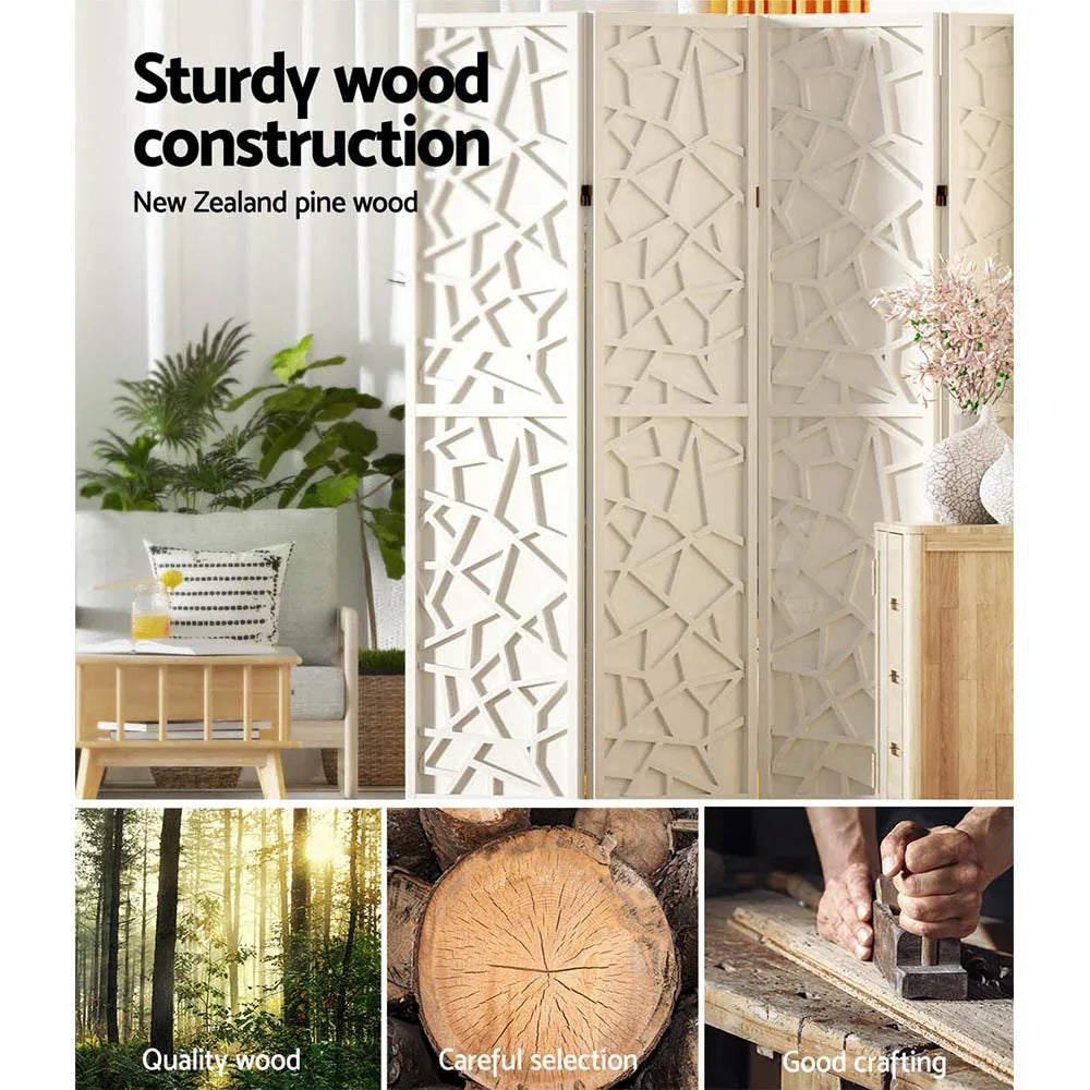 Artiss 8 Panel Room Divider Screen 325x170cm Clover White - Mekamart Australia