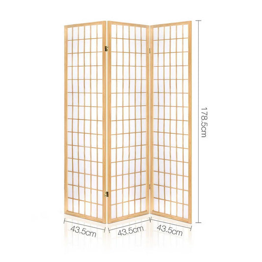 Artiss 3 Panel Room Divider Screen 131x179cm Natural - Mekamart Australia