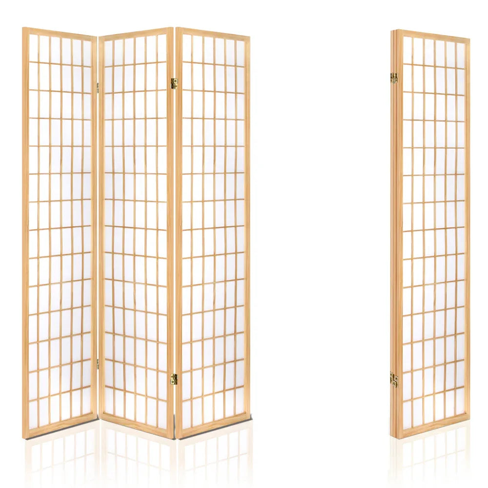 Artiss 3 Panel Room Divider Screen 131x179cm Natural - Mekamart Australia