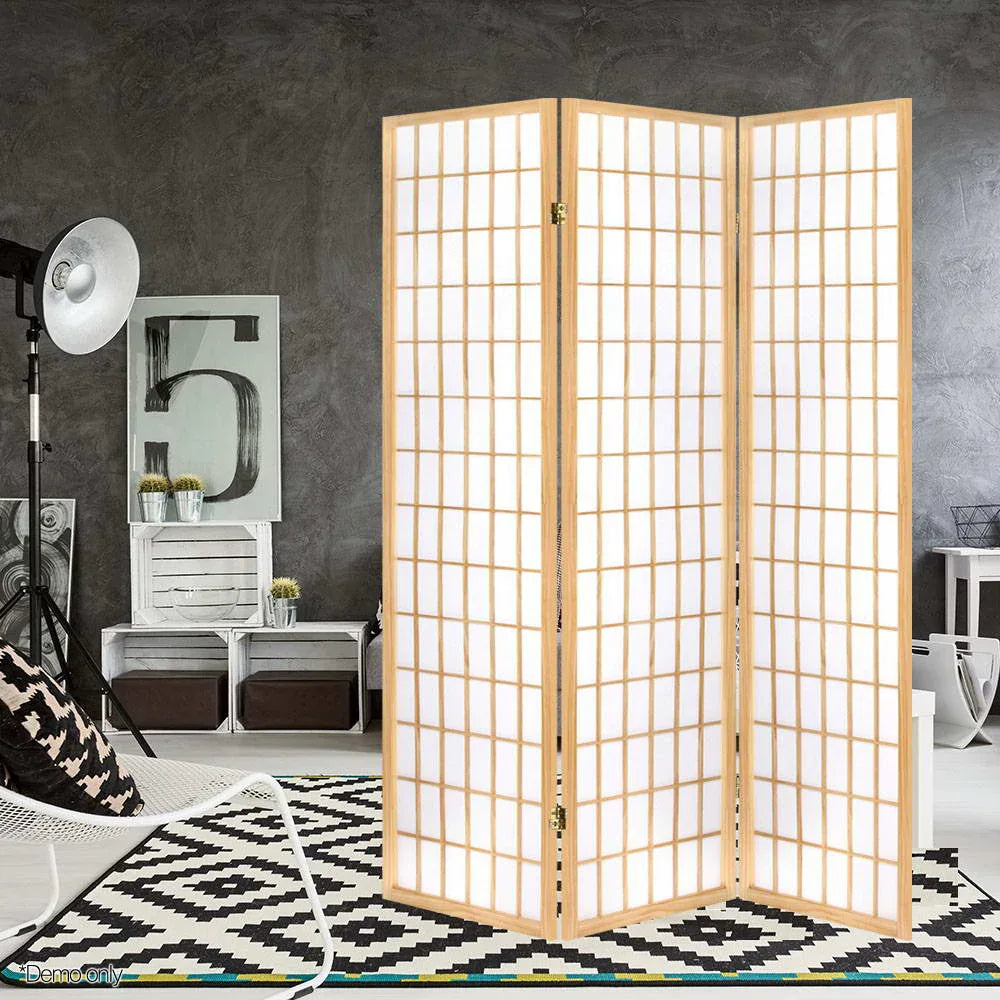 Artiss 3 Panel Room Divider Screen 131x179cm Natural - Mekamart Australia