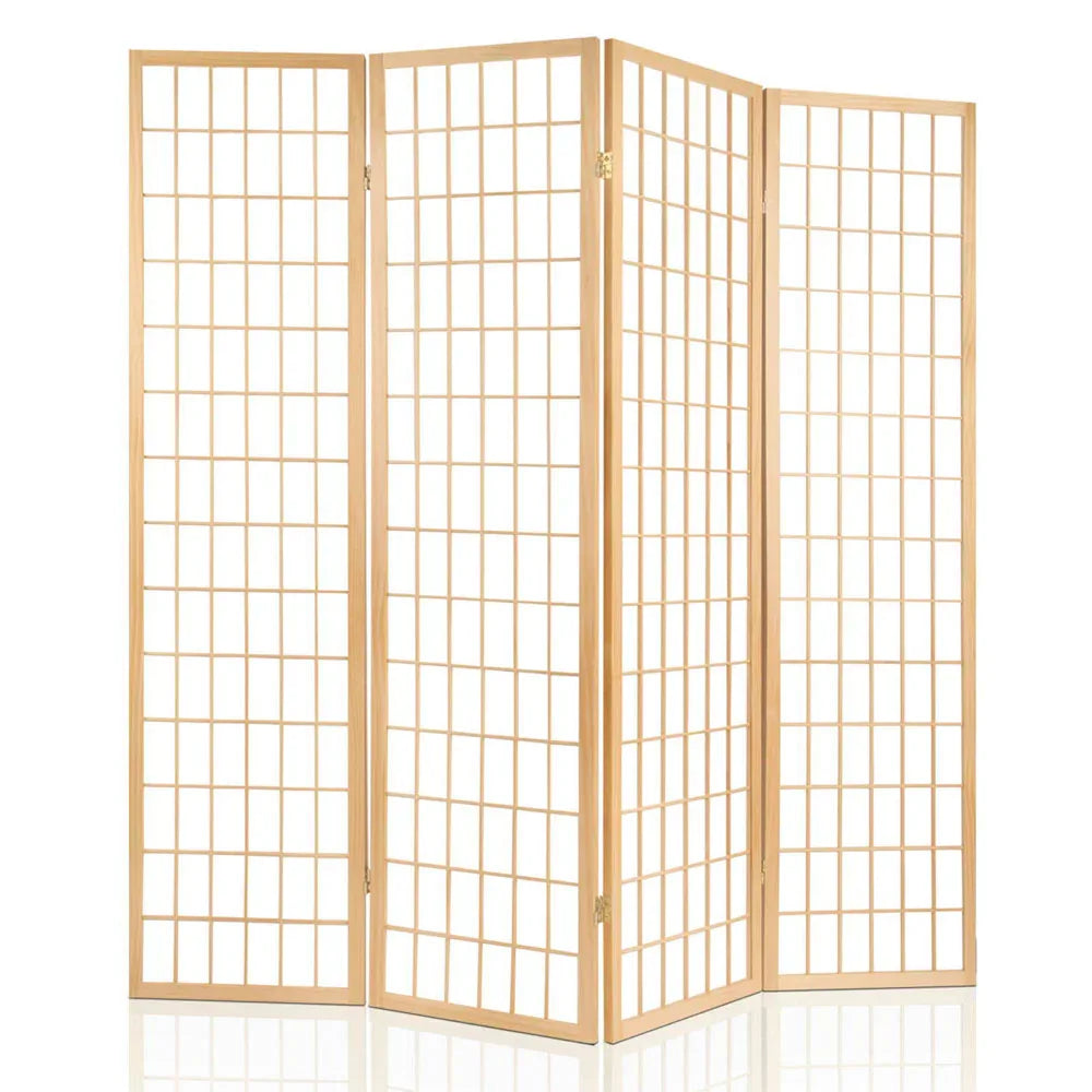Artiss 4 Panel Room Divider Screen 174x179cm Natural - Mekamart Australia