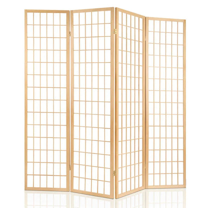 Artiss 4 Panel Room Divider Screen 174x179cm Natural - Mekamart Australia