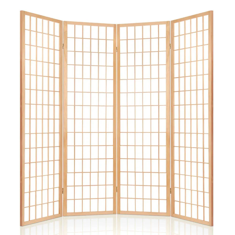 Artiss 4 Panel Room Divider Screen 174x179cm Natural - Mekamart Australia