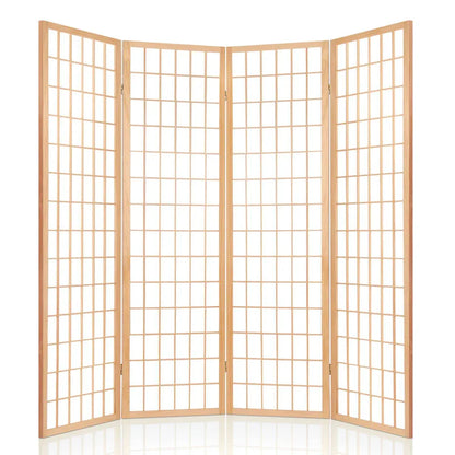 Artiss 4 Panel Room Divider Screen 174x179cm Natural - Mekamart Australia