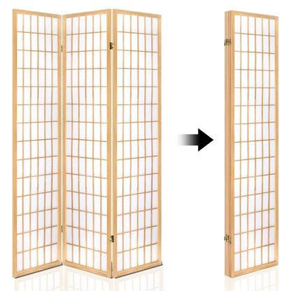 Artiss 4 Panel Room Divider Screen 174x179cm Natural - Mekamart Australia